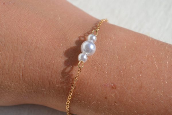 Gouden armband 3 parels